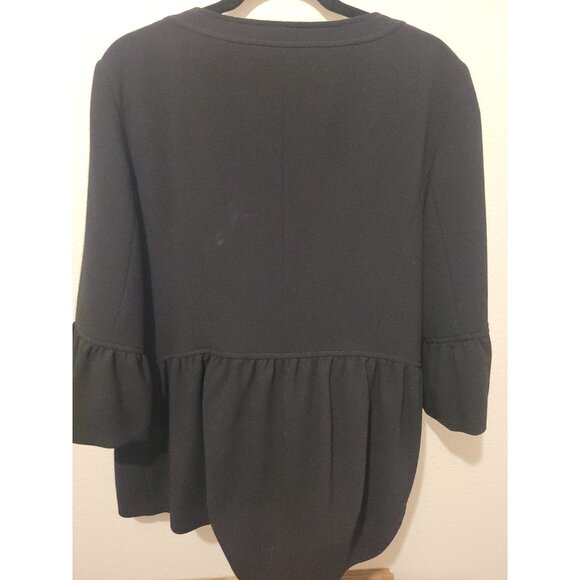 Lafayette 148 New York Virgin Wool Black Jacket Full Zip 3/4 Bell Sleeve Wmn 14 - Picture 8 of 11